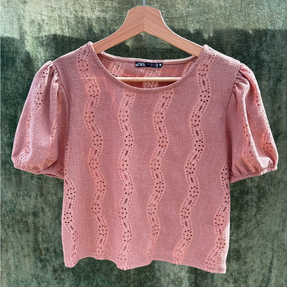 Zara Blush Textured Knit Top